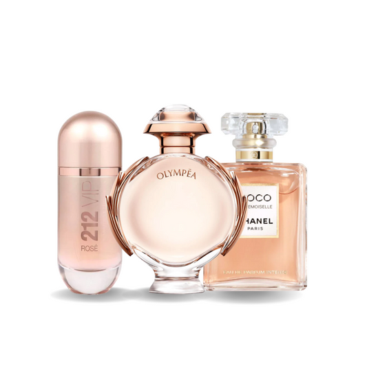 Packung mit 3 Düften: Carolina Herrera 212 VIP ROSÉ, Paco Rabanne OLYMPÉA, Chanel COCO MADEMOISELLE (Eau de Parfum)